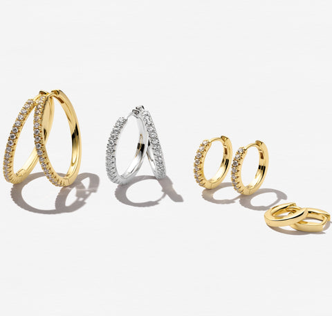 Sif Jakobs gold and silver hoop earrings shown as a product range