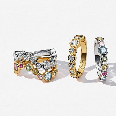 Sif Jakobs stacked gemstone rings in gold and silver